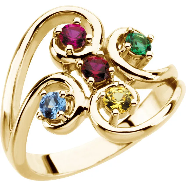 Centered Swirl Statement Mother's Family Birthstone Ring