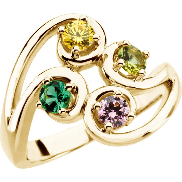 Centered Swirl Statement Mother's Family Birthstone Ring