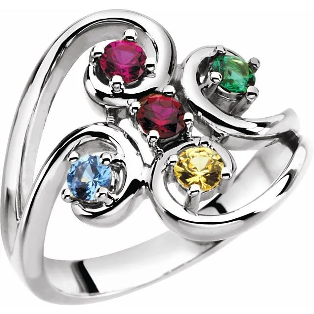 Centered Swirl Statement Mother's Family Birthstone Ring