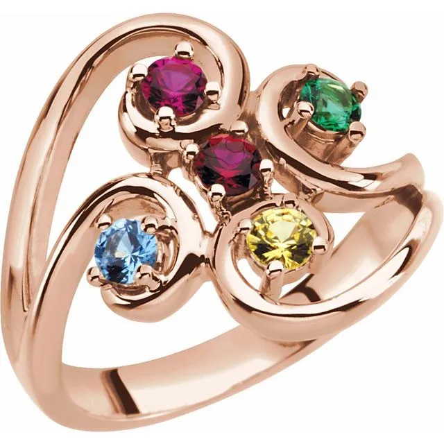 Centered Swirl Statement Mother's Family Birthstone Ring
