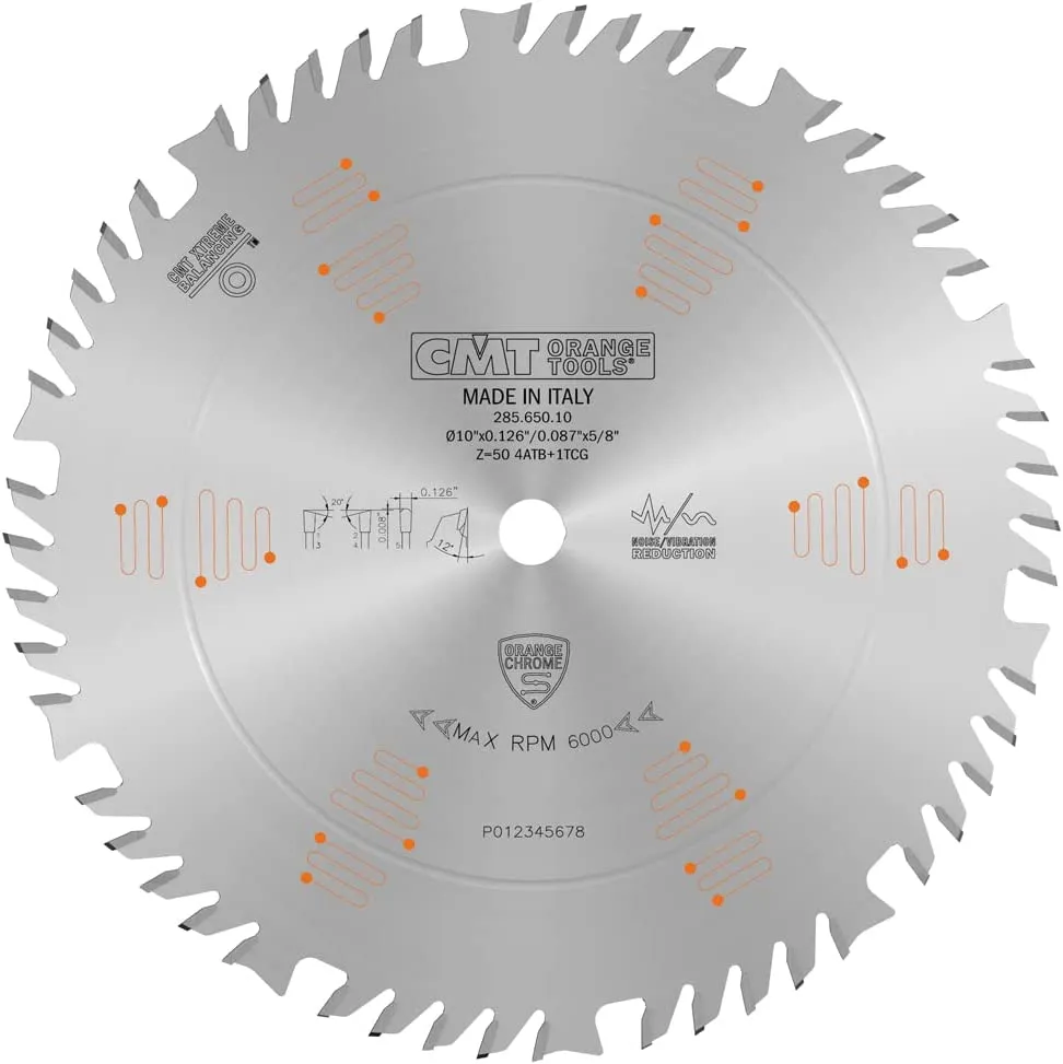 CMT 285.650.10 Orange Chrome Combination Blade 10" x T50 ATB TCG
