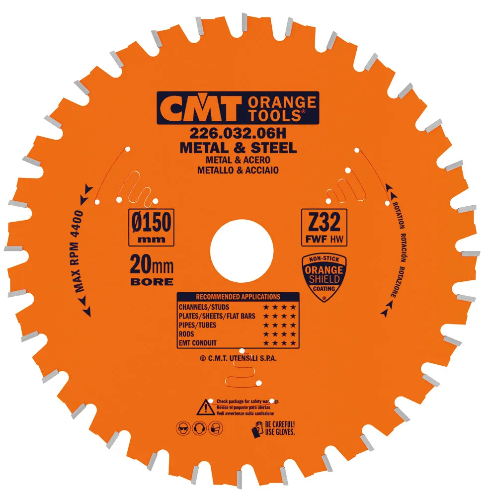 CMT Orange Tools 226.048.08M MEDIUM/THICK - METAL & STEEL 8-1/4”x0.087”/0.071”x30mm  T=48 FWF
