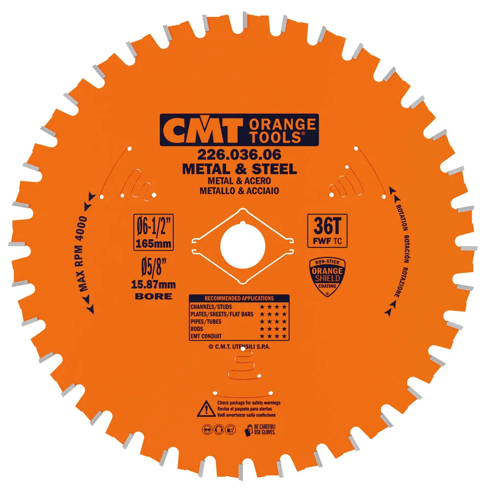 CMT Orange Tools 226.048.08M MEDIUM/THICK - METAL & STEEL 8-1/4”x0.087”/0.071”x30mm  T=48 FWF