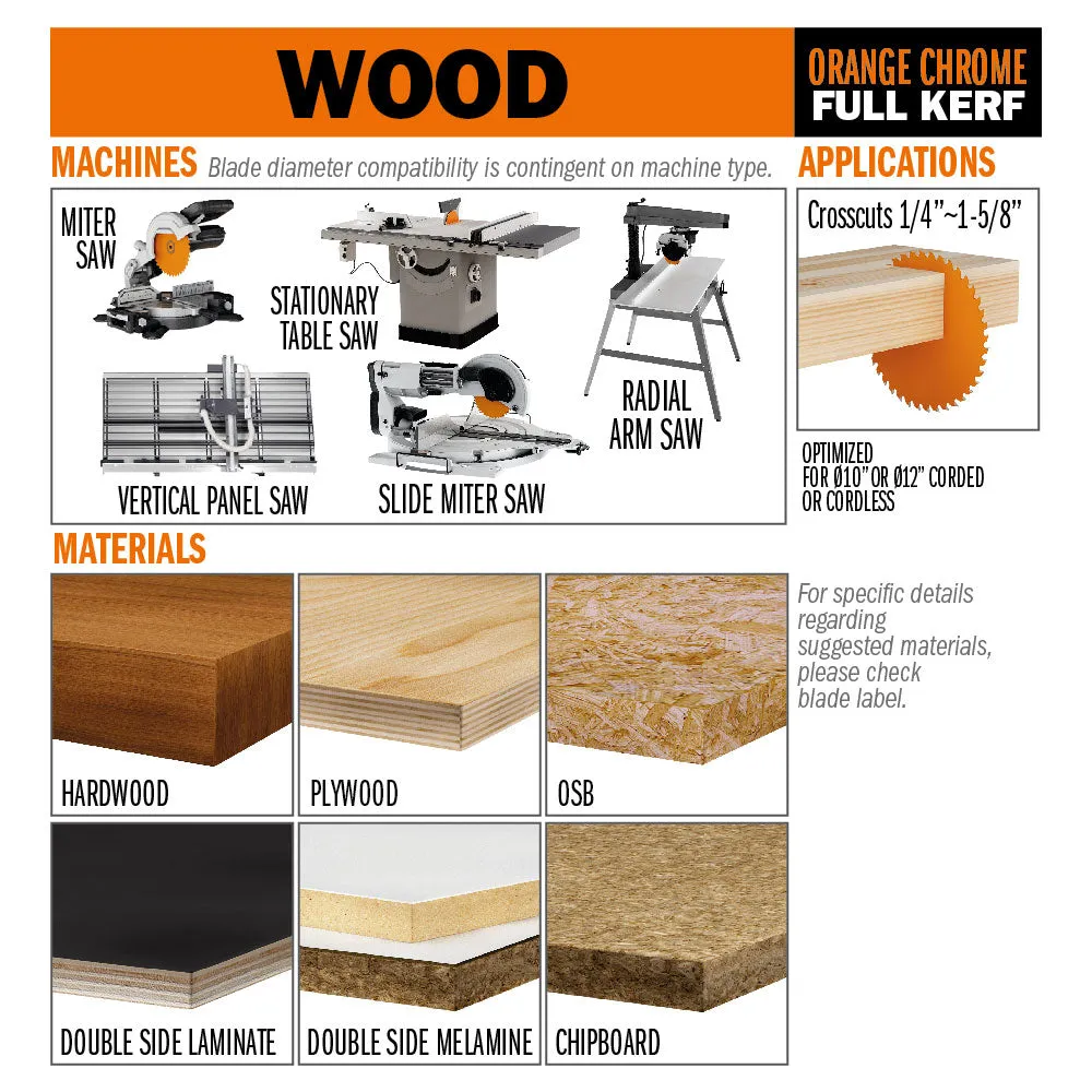 CMT Orange Tools 281.697.12 DOUBLE-SIDED - LAMINATE & MELAMINE 12”x1”  T=96 TCG (-3° NEG)