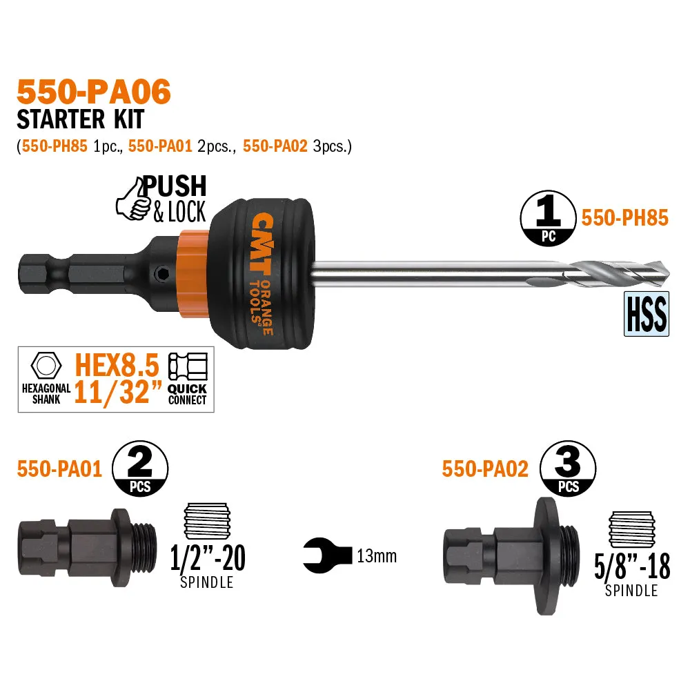 CMT Orange Tools 550-PH11 PUSH&LOCK ARBOR FOR XTREME FAST, SHANK HEX11mm (7/16”)