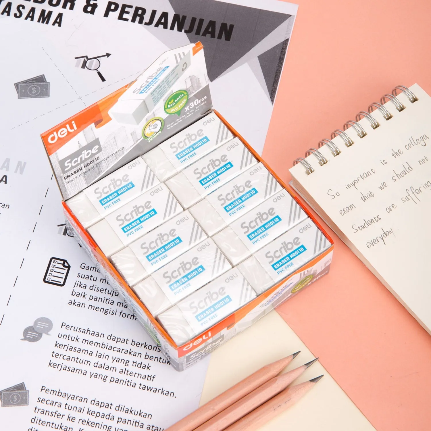 Deli Scribe Eraser 40×17×12mm White