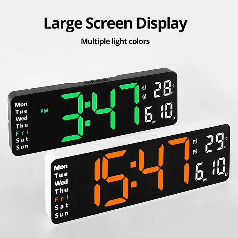 Digital Display Remote Control Temperature LED Wall Clock