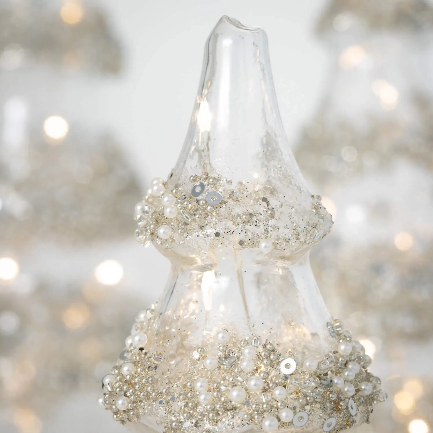 Gold Glitter Lighted Tree Set