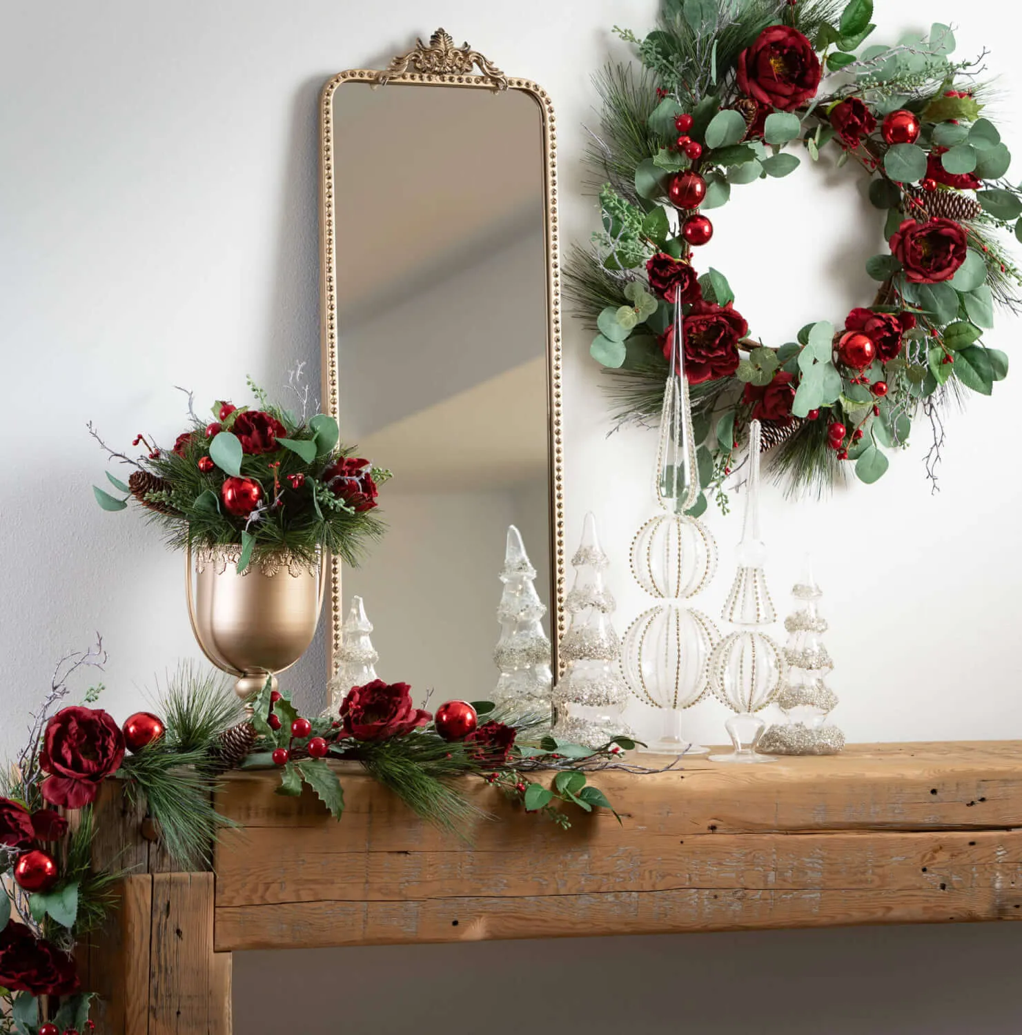 Gold Glitter Lighted Tree Set