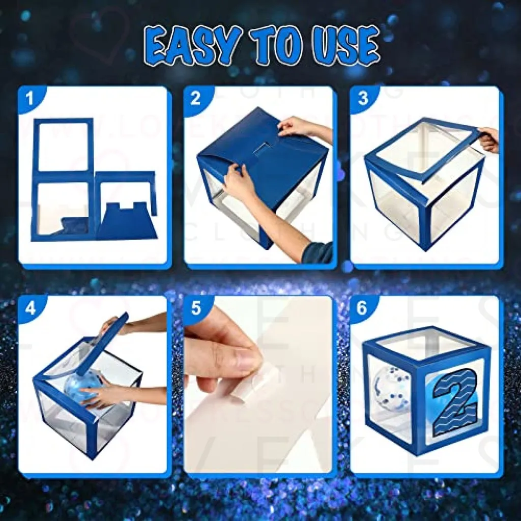 Graduation Box Decorations with Balloon and LED Light Strings Congrats 2023 Grad Party Supplies Proud of You Balloon Boxes for Class of 2023 School College Party Decor, 44 Pieces (Blue)