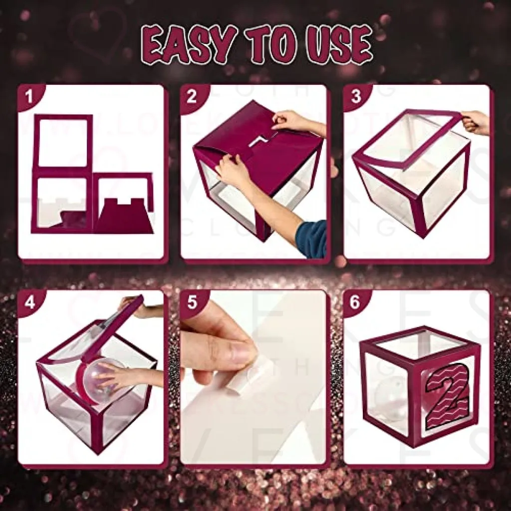 Graduation Box Decorations with Balloon and LED Light Strings Congrats 2023 Grad Party Supplies Proud of You Balloon Boxes for Class of 2023 School College Party Decor, 44 Pieces (Maroon)
