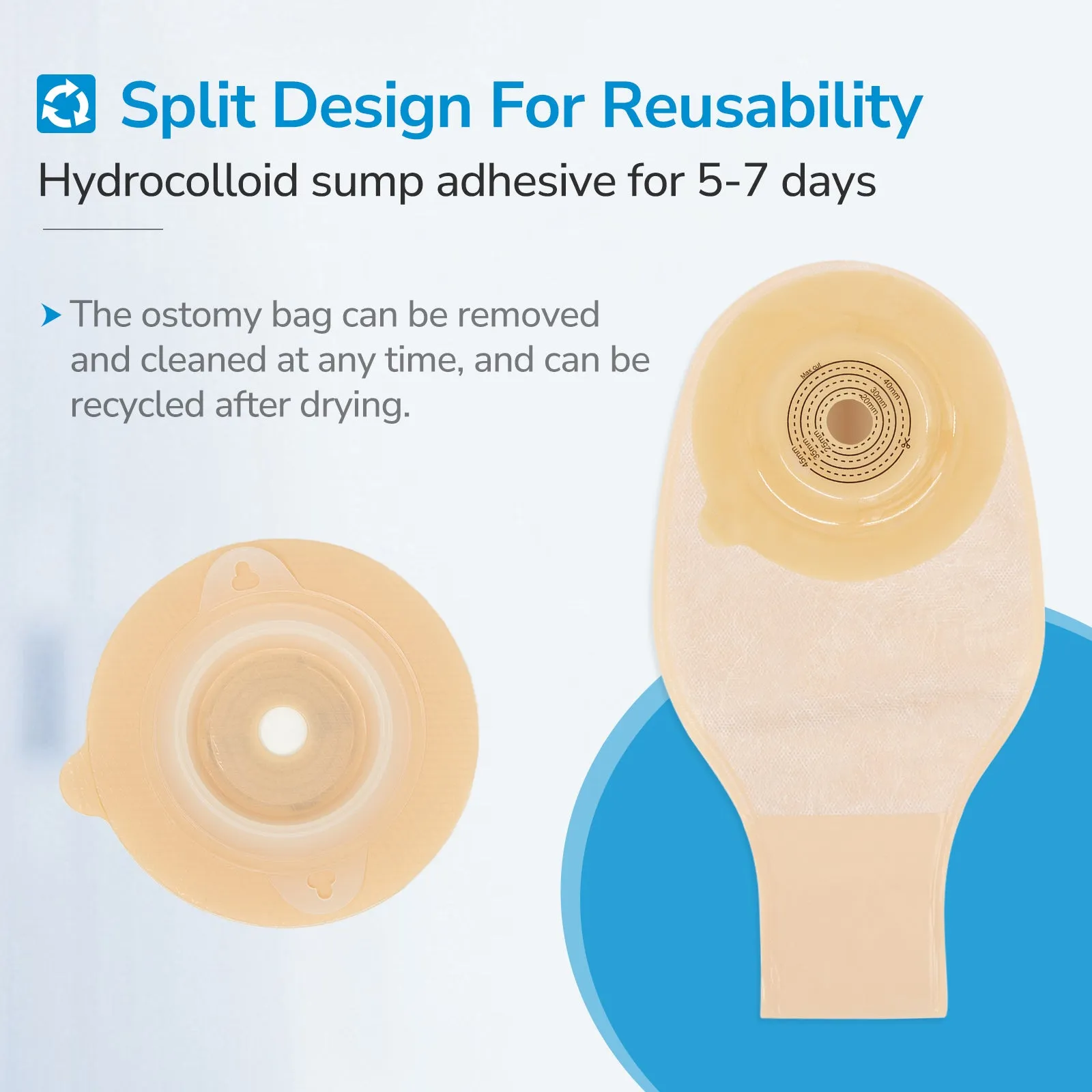HEAGI Ostomy Supplies, Two-Piece Convex Colostomy Bags Ostomy Pouch with Clamp