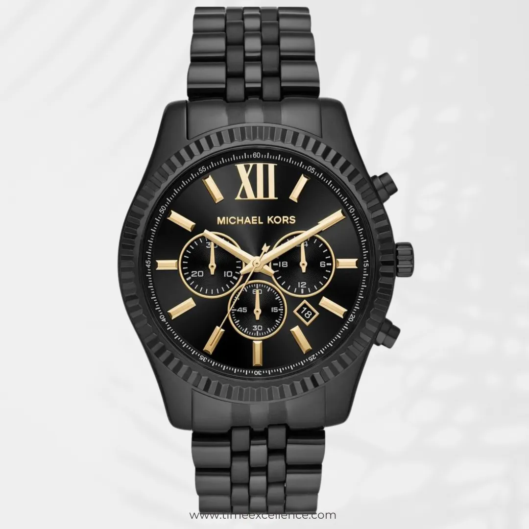 Michael Kors Lexington Black Dial Black Steel Strap Watch For Men - MK8603