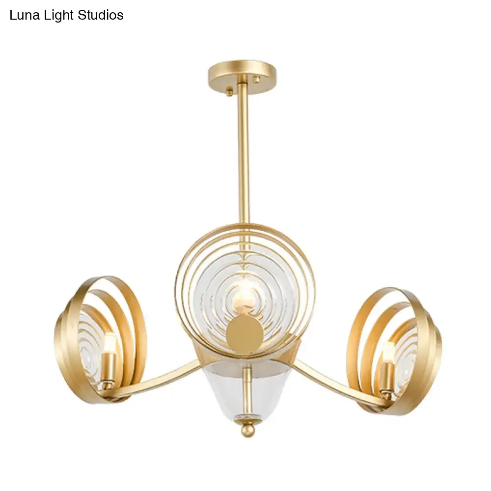 Modern 3-Head Gold Crystal Pendant Chandelier for Living Room
