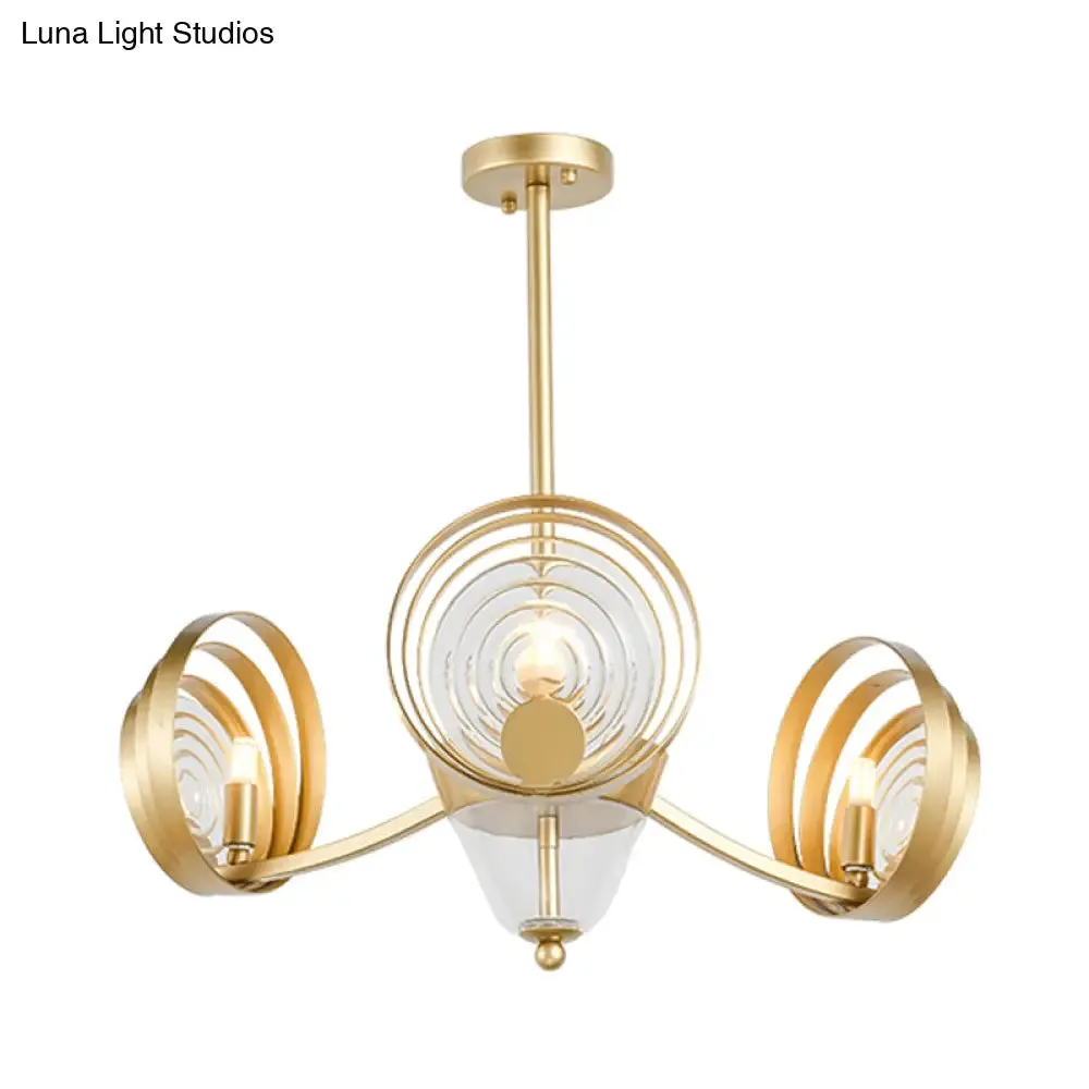 Modern 3-Head Gold Crystal Pendant Chandelier for Living Room