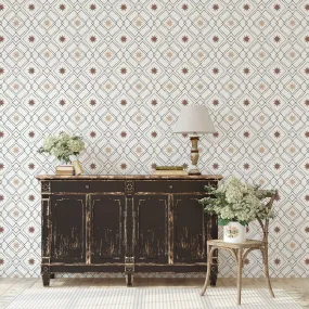 Modern Western Geometric Removable Wallpaper: Black, Cream & Brown Western Stars