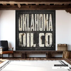 Oklahoma Oil Co Vintage Wallpaper Mural – Large Wall Art, Rustic Sign, Peel and Stick, Removable