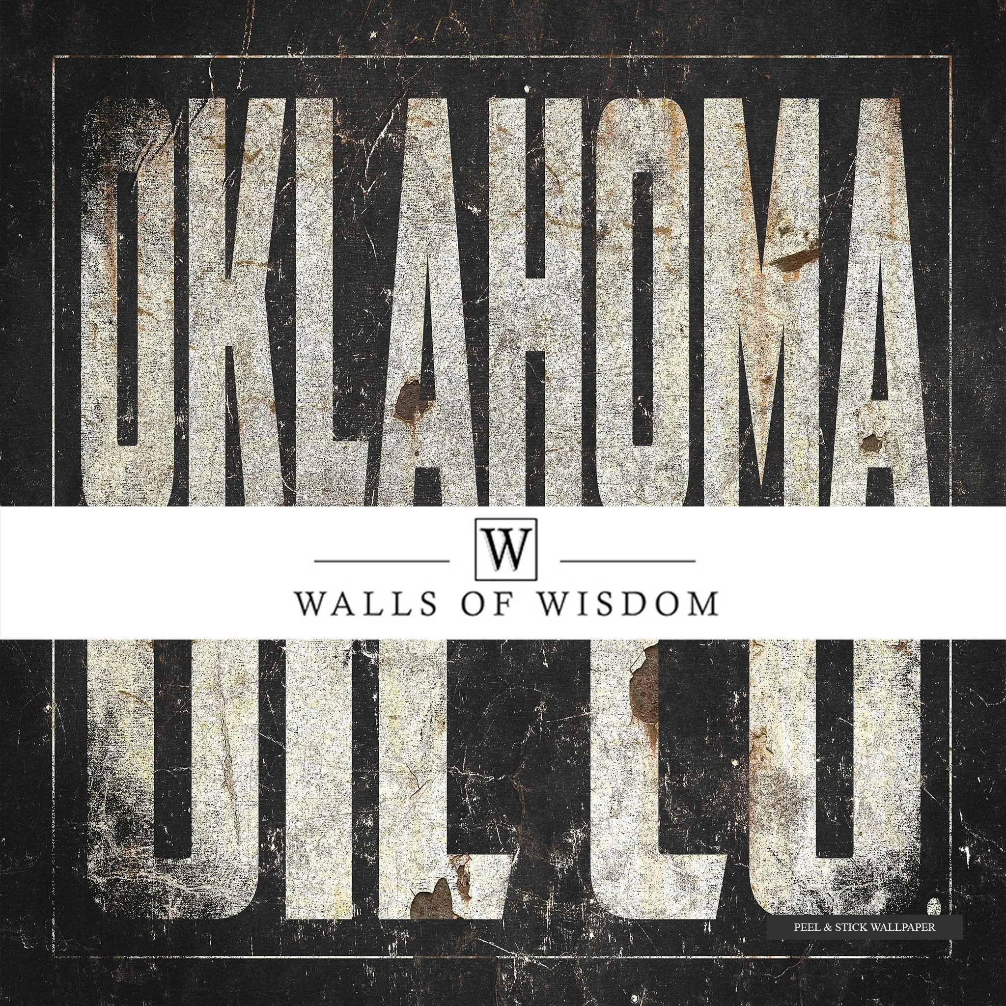 Oklahoma Oil Co Vintage Wallpaper Mural – Large Wall Art, Rustic Sign, Peel and Stick, Removable