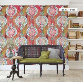 Pink Lady Vintage Floral Wallpaper: Bright, Edgy Feminine Design in Pink & Teal