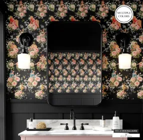 Pinup Girl & Moody Pink Rose Hummingbird Wallpaper - Retro Peel & Stick Decor