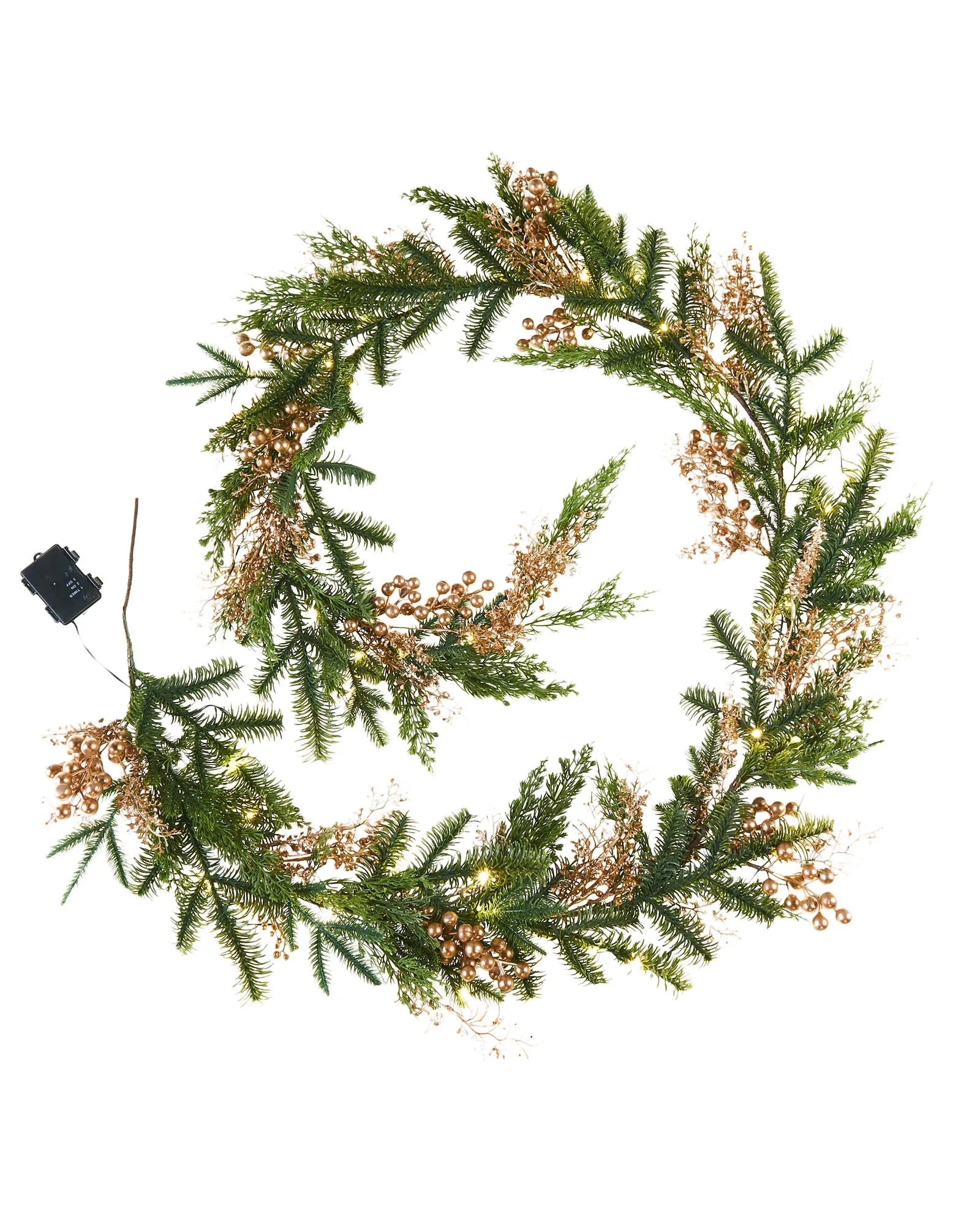 Pre-Lit Gold Berry Mixed Tip Garland, 9 ft