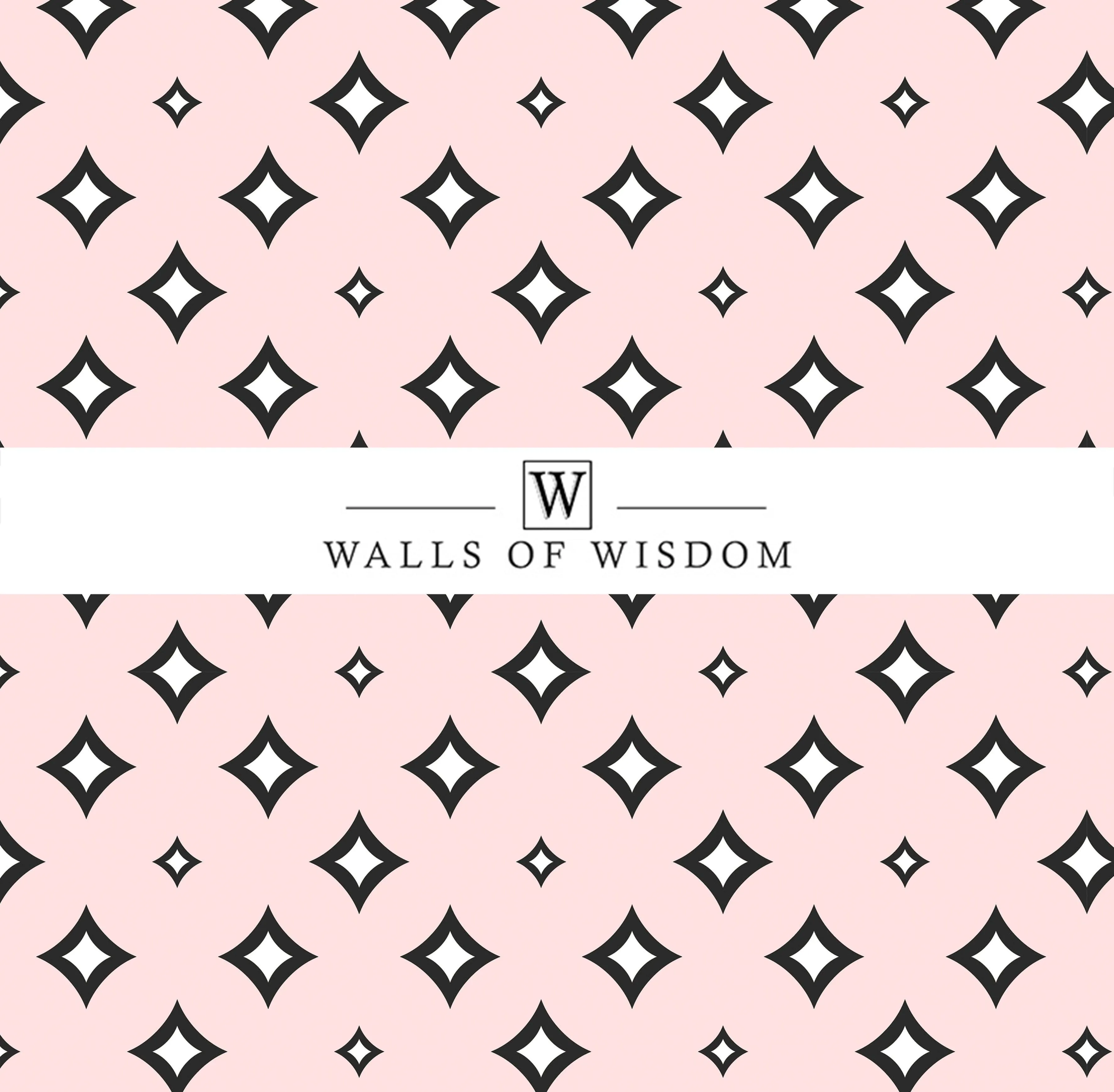 Retro Diamond Peel & Stick Wallpaper: Cream, Pink, & Black/White - Easy Apply