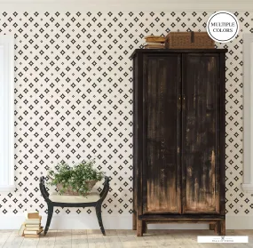 Retro Diamond Peel & Stick Wallpaper: Cream, Pink, & Black/White - Easy Apply