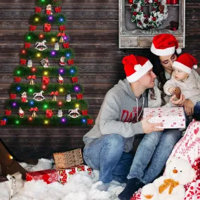 Rustic Holiday Wall Hanging Christmas Tree with Tinsel Twist and LED Lights