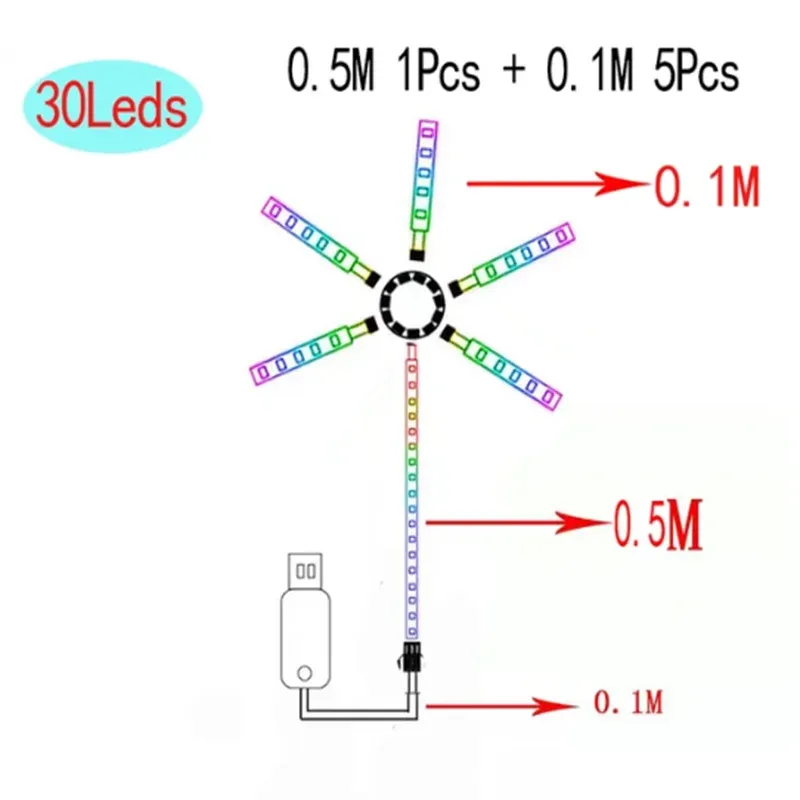 Strip Light RGB Sound Control Symphony Firework Light Wedding Christmas Music Control Full Kit Dream Meteor Lamp