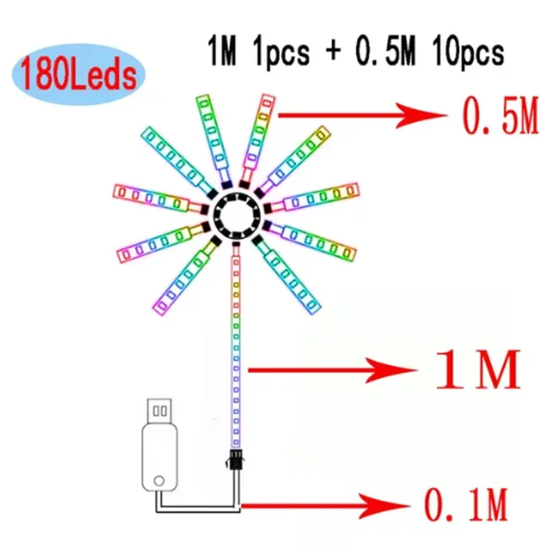 Strip Light RGB Sound Control Symphony Firework Light Wedding Christmas Music Control Full Kit Dream Meteor Lamp