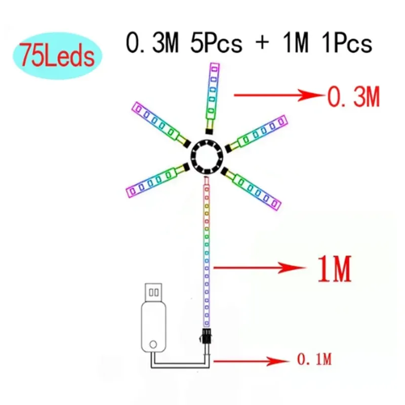 Strip Light RGB Sound Control Symphony Firework Light Wedding Christmas Music Control Full Kit Dream Meteor Lamp