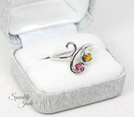 Swirl Statement Mother's Family Birthstone Ring