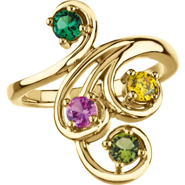 Swirl Statement Mother's Family Birthstone Ring
