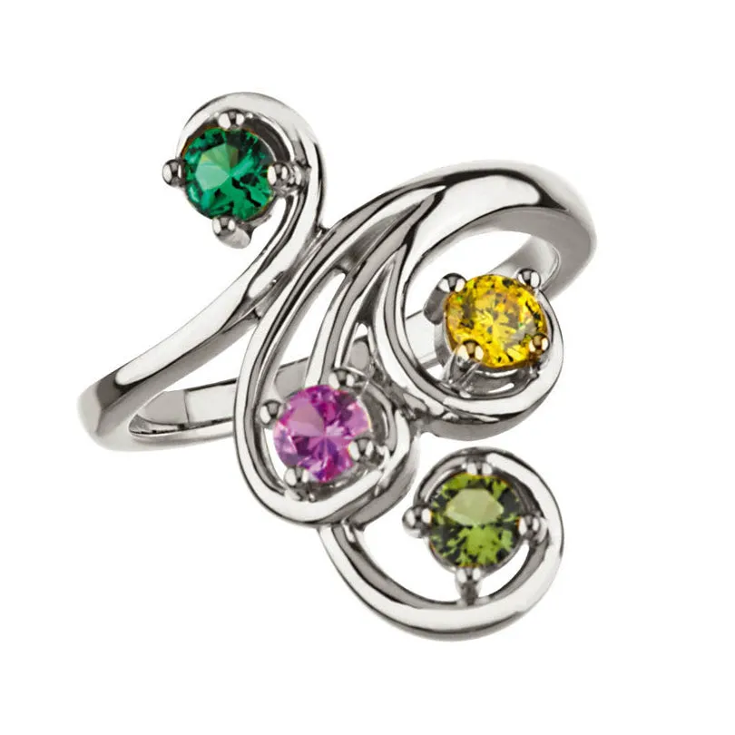 Swirl Statement Mother's Family Birthstone Ring