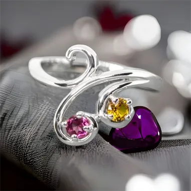 Swirl Statement Mother's Family Birthstone Ring