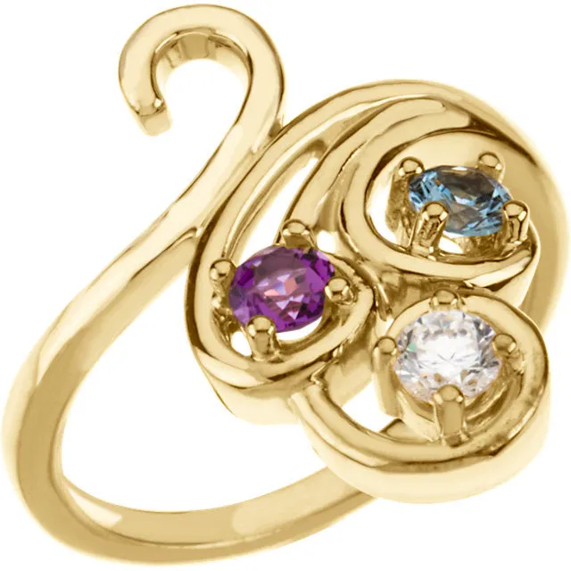Swirl Statement Mother's Family Birthstone Ring