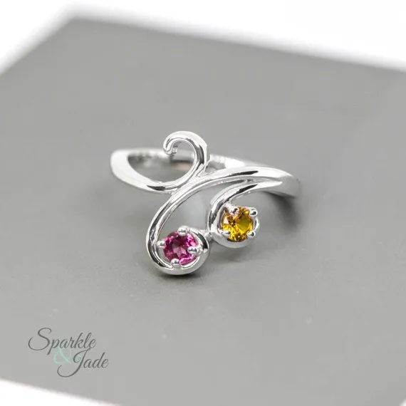 Swirl Statement Mother's Family Birthstone Ring