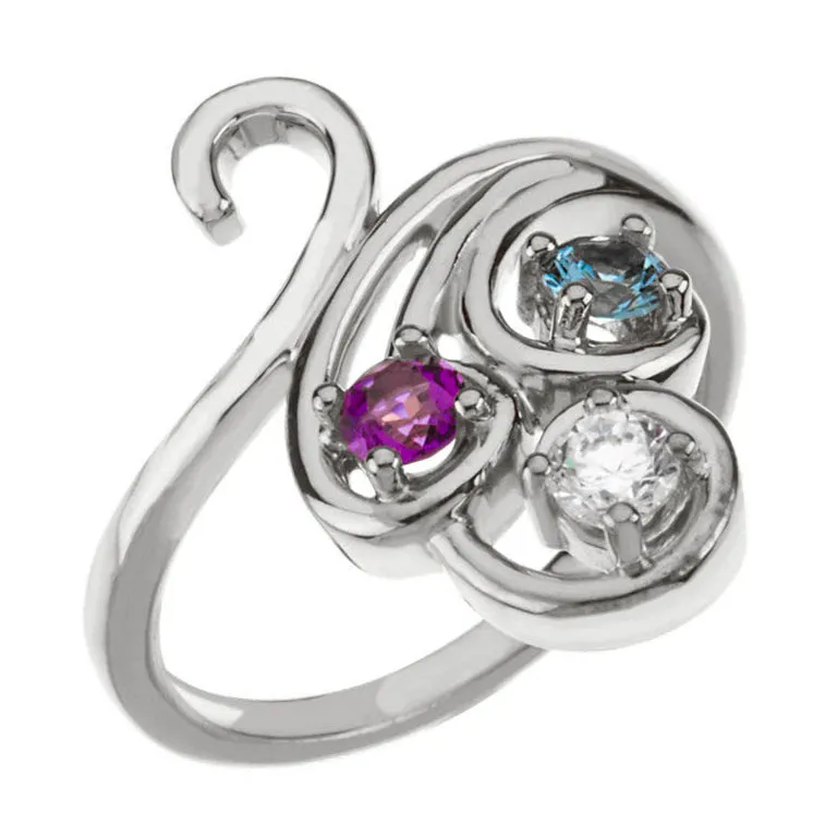 Swirl Statement Mother's Family Birthstone Ring