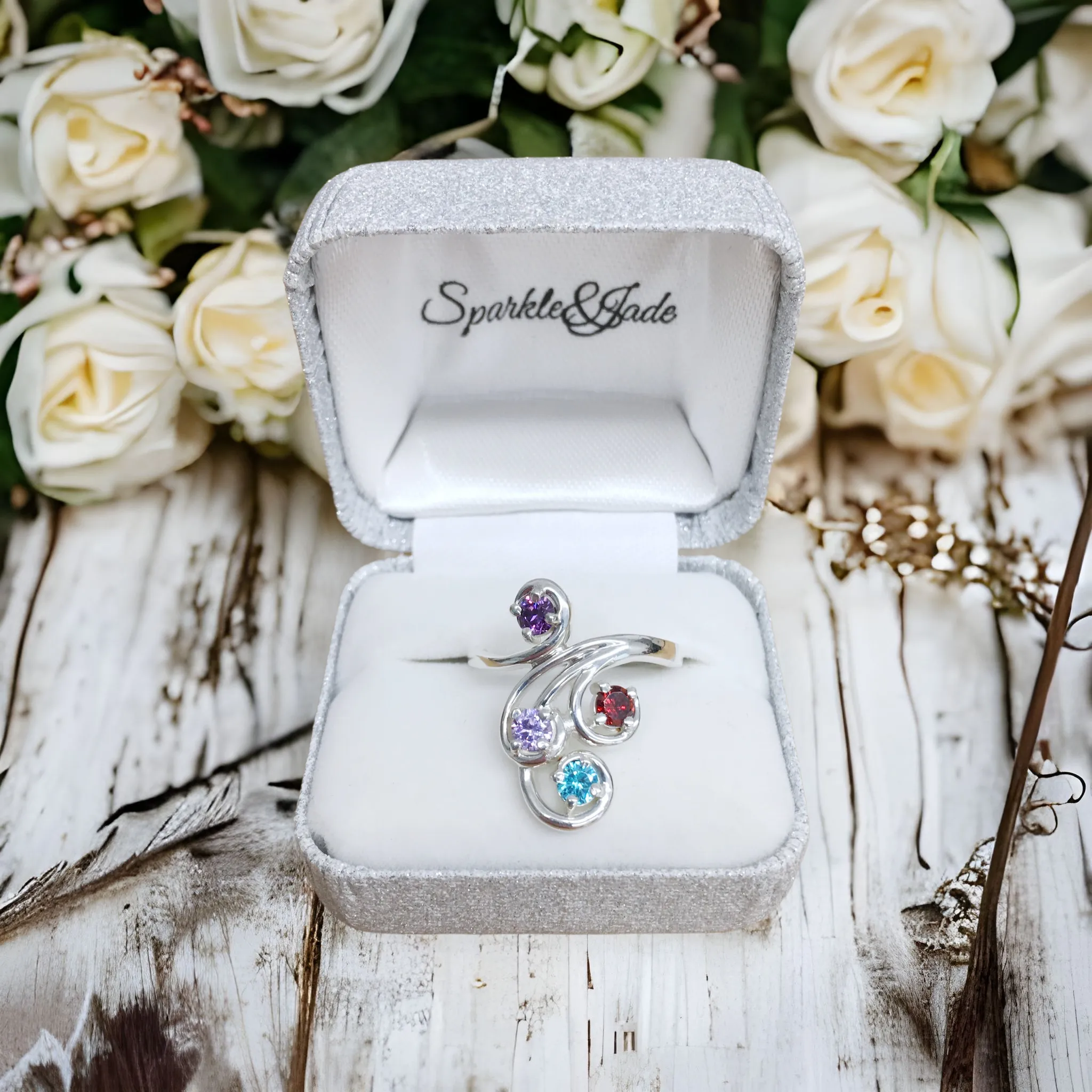 Swirl Statement Mother's Family Birthstone Ring