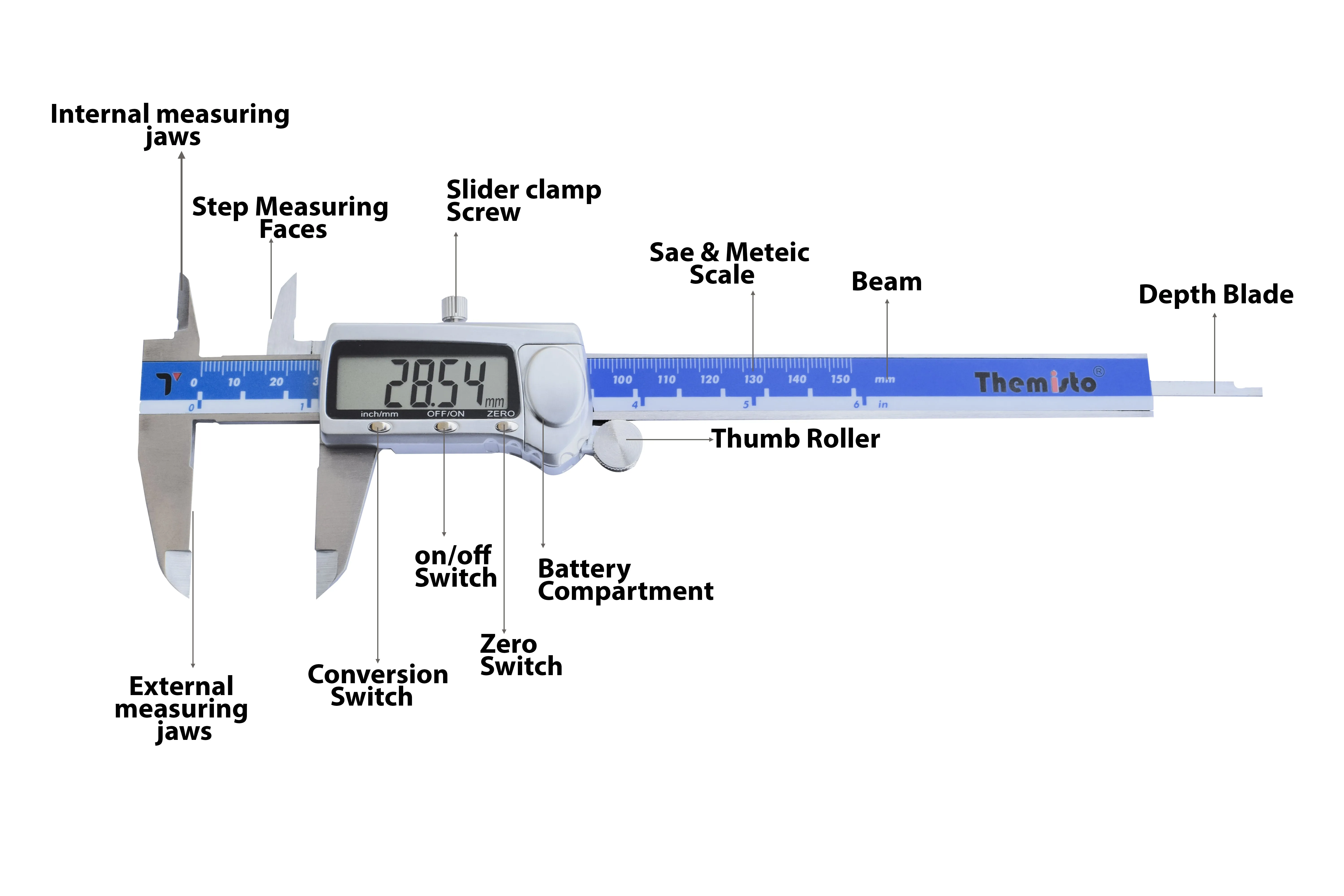 Themisto TH-M61 Digital Vernier Calliper (0-150MM/6")