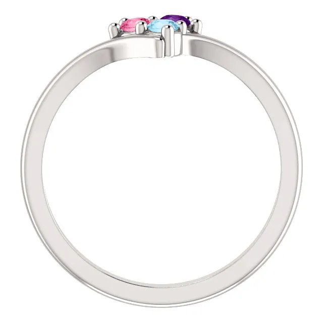 V Shaped Petite 2mm Birthstone Mother's Family Ring