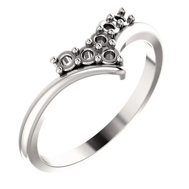 V Shaped Petite 2mm Birthstone Mother's Family Ring