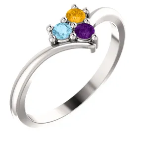V Shaped Petite 2mm Birthstone Mother's Family Ring