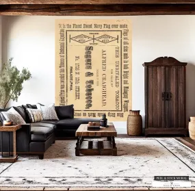 Vintage Jackson's Best Tobacco Label Mural - Western Print Style Wallpaper, Peel & Stick