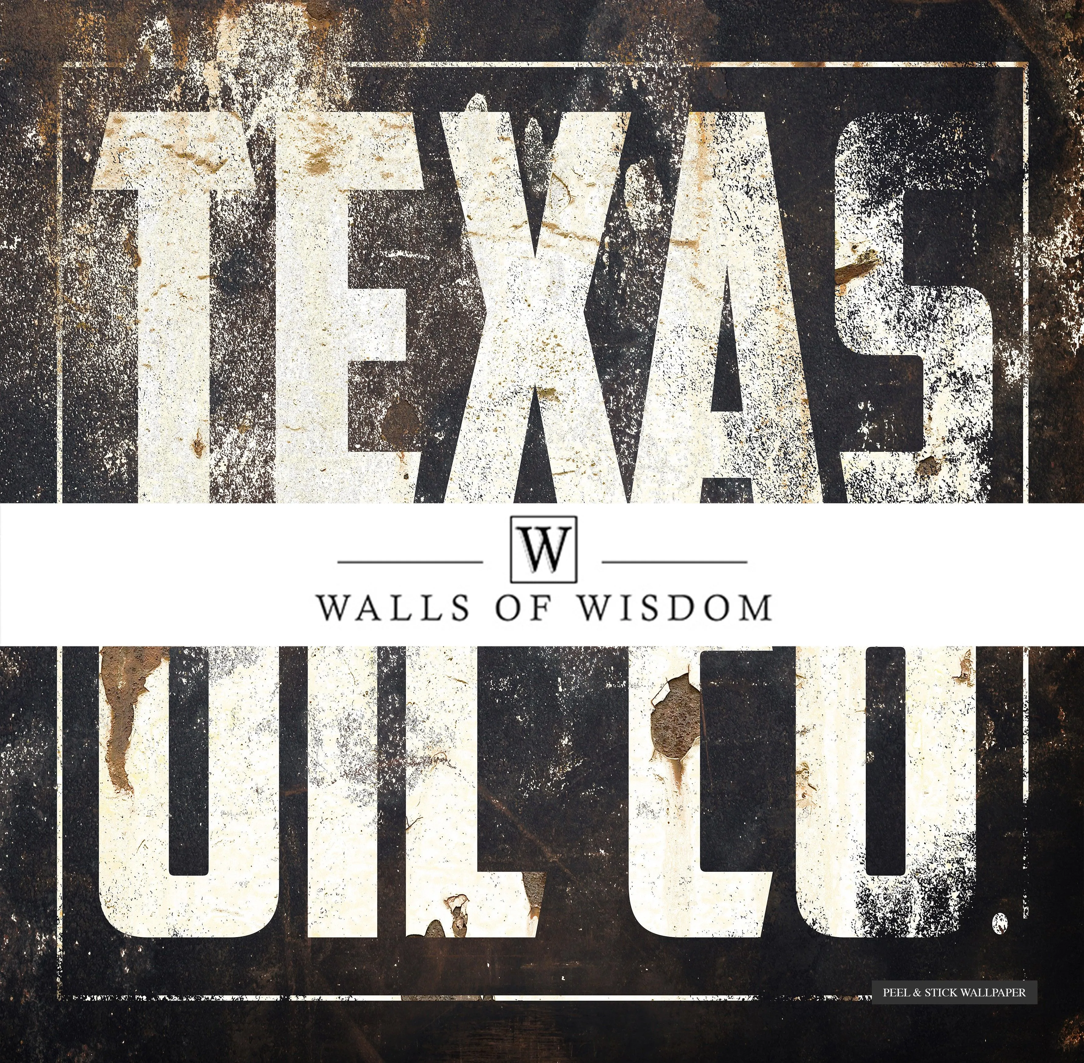 Vintage Texas Oil Co Mural - Rustic Industrial Peel & Stick Wallpaper Large Wall Art