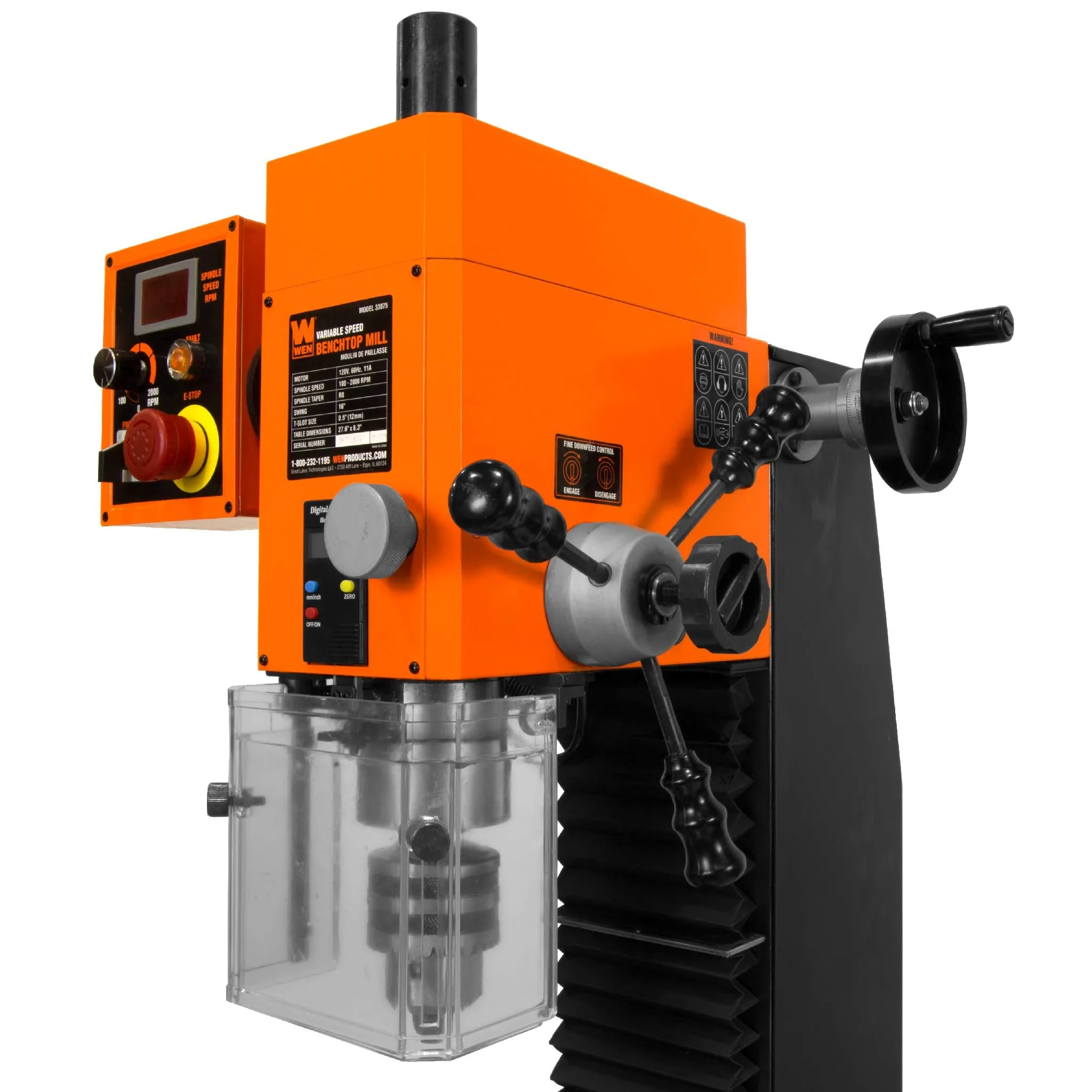 WEN 33075T 11-Amp Variable Speed 16-Inch Benchtop Milling Machine with Digital Readout and Extra-Large Mill Table