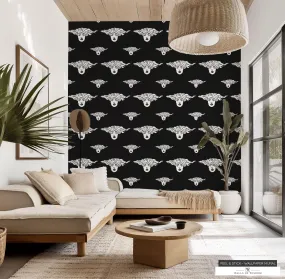 White Medusa Peel & Stick Wallpaper: Black Background - Best Witchy Feminine Decor"