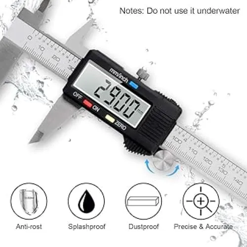Xtreme Xccessories digital caliper 0-6 Metric Inch Fraction Caliper Measuring Tool Stainless Steel Electronic 6 inch Caliper Measurement Tool Vernier Caliper Large LCD Display (150mm)